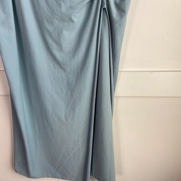 NWOT Skims Denim Blue Raw Edge High Slit Long Skirt - Picture 12 of 14